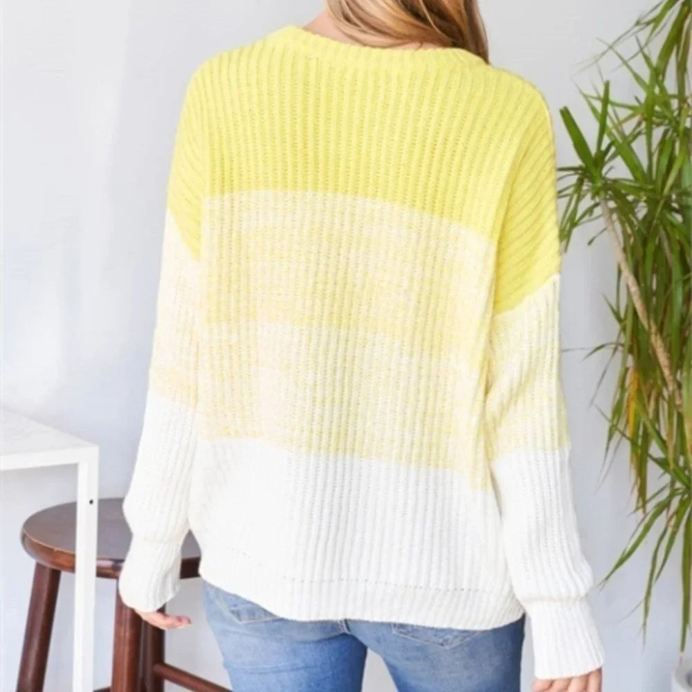 DON'T OVERTHINK IT SWEATER Top - YELLOW OMBRE - Picture 7 of 12